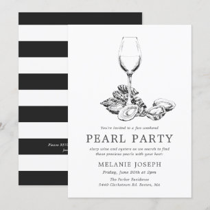Convite Festa da Pérola Ensaio Festa Preto Listras Brancas