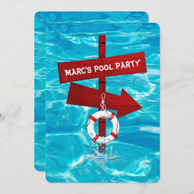 Convite festa da piscina de natação (Frente/Verso)