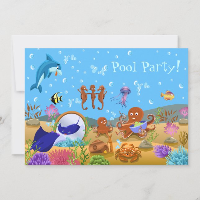 Convite Festa da Piscina do Mundo Submarino (Frente)