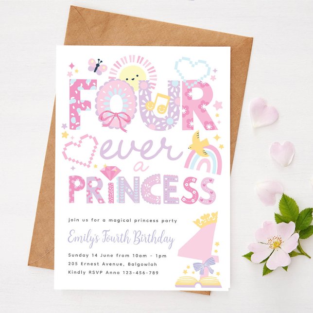 Convite Festa da Princesa de 4 anos, Para Sempre uma Princ (Criador carregado)