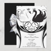 Festa da Princesa do Cisne Elegante Preto e Branco