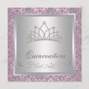 Convite Festa da Princesa Rosa Tiara de Diamante