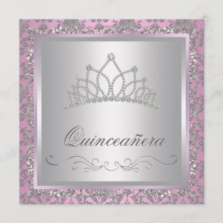 Convite Festa da Princesa Rosa Tiara de Diamante