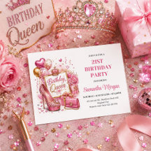 Festa da Rainha de Aniversário com Brilho Rosa e D