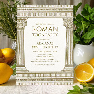 Convite Festa da Toga Romana com colunas de templo elegant