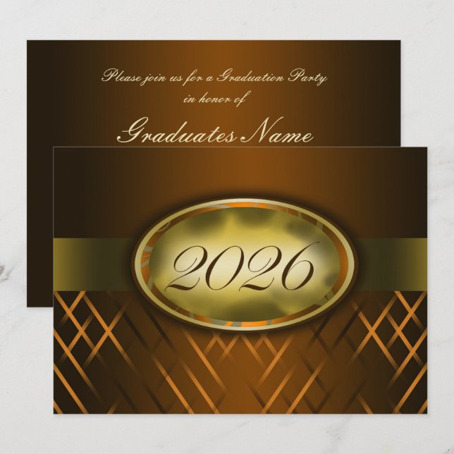 Convite Festa da Turma de 2026 da Classe Marrom e Dourada (Frente/Verso)