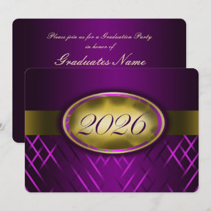 Convite Festa da Turma de 2026 Roxo e Dourado
