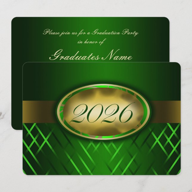 Convite Festa da Turma de 2026 Verde e Dourada (Frente/Verso)