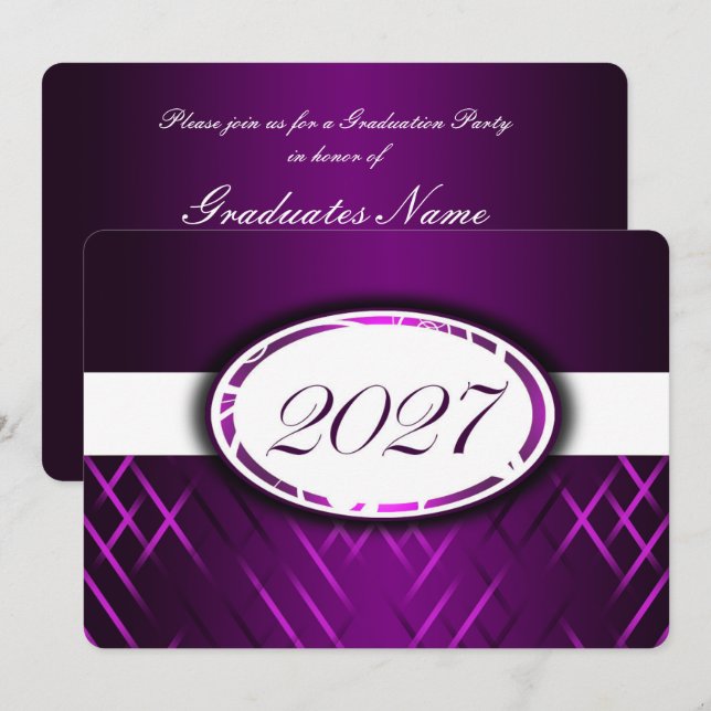 Convite Festa da Turma de 2027 Roxo e Branco (Frente/Verso)