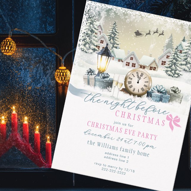 Convite Festa da Véspera de Natal Festa de Natal (Night Before Christmas Festive Christmas Eve Party Invitation)