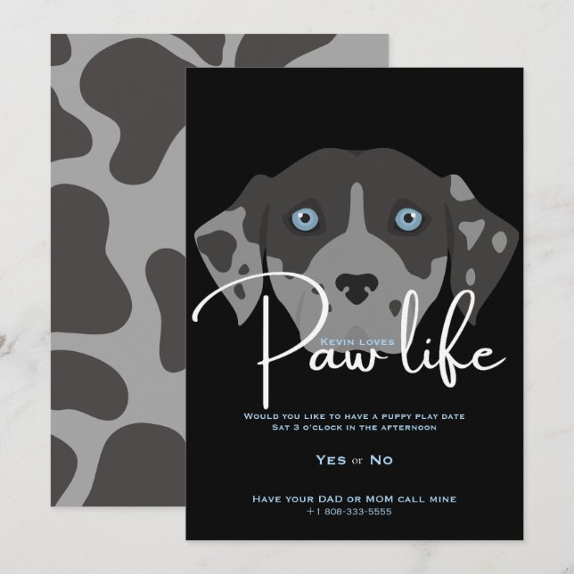 Convite Festa da vida da pata de cachorrinho fofo  (Frente/Verso)