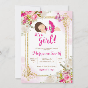 Convite Festa das Borboletas Flores Rosa Mexicana Churrasc