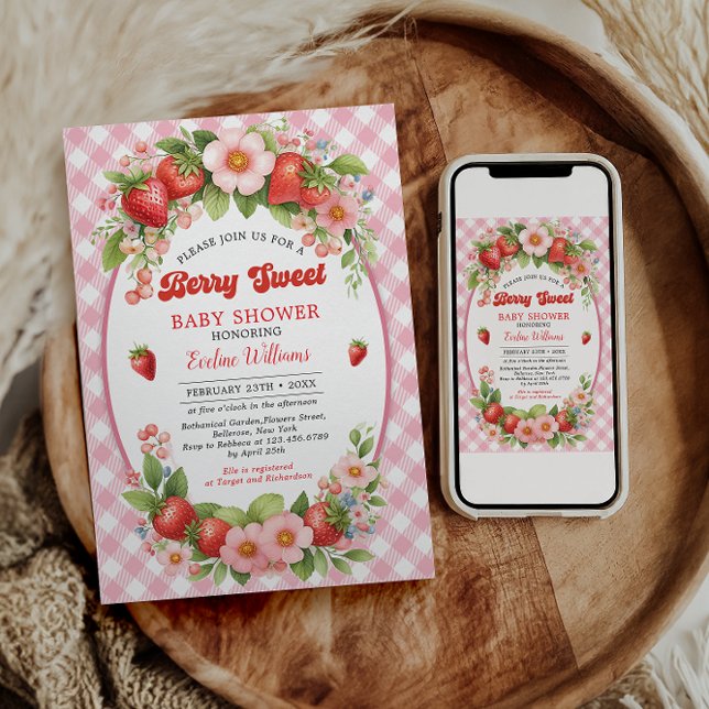 Convite Festa de 1º Aniversário Berry Sweet Morango (Criador carregado)