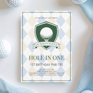 Convite Festa de 1º Aniversário Boys Blue Golf Hole in One