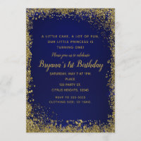 Festa de 1º Aniversário Brilho Azul Real & Dourado