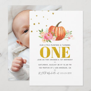Convite Festa de 1º Aniversário da Nossa Pequena Abóbora M