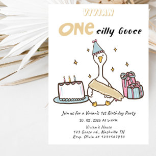 Convite Festa de 1º Aniversário da One Silly Goose Girl