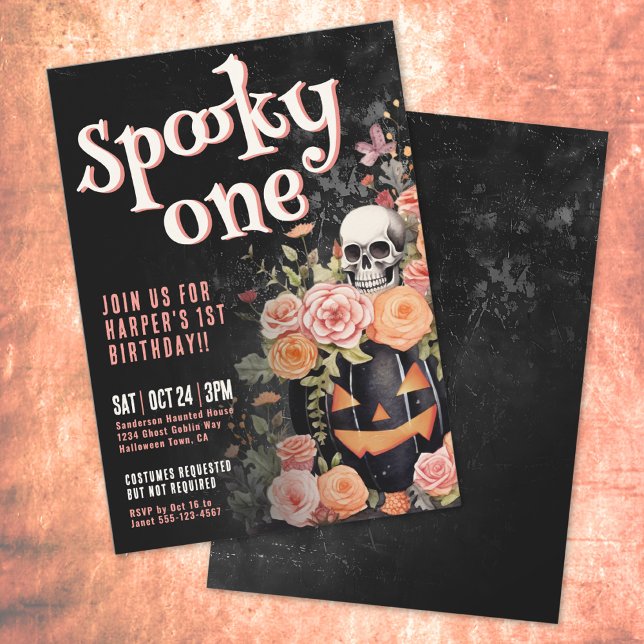 Convite Festa de 1º Aniversário da Pink Spooky One (Pink Spooky One 1st Birthday Party Invitation)