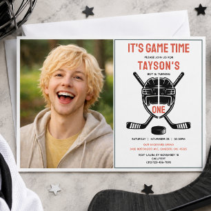 Convite Festa de 1º Aniversário de It's Game Time Hockey f