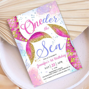 Convite Festa de 1º Aniversário de Sereia Menina ONEder o