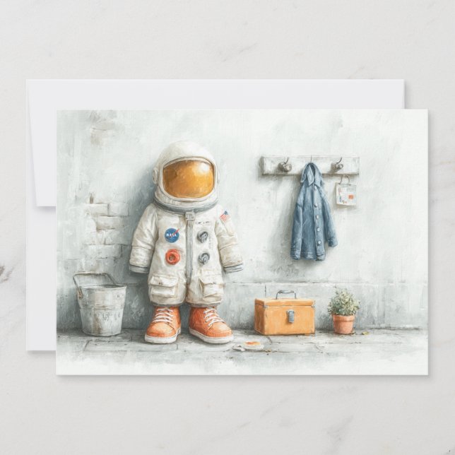 Convite Festa de 1º Aniversário do Astronauta Bebê (Frente)