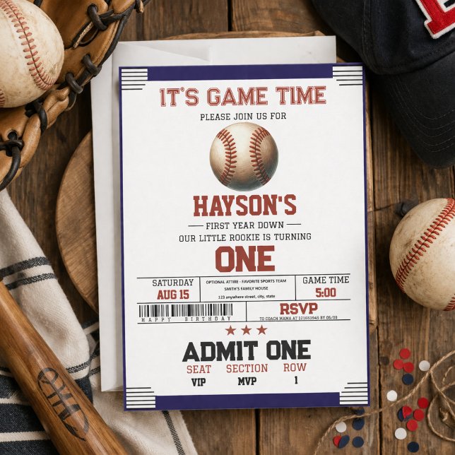 Convite Festa de 1º Aniversário do First Year Down Basebal (First Year Down Baseball 1st Birthday Party)