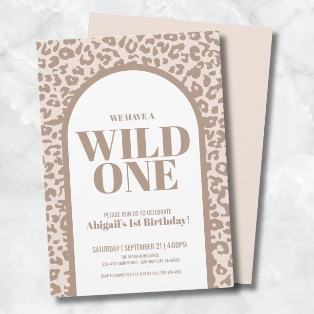 Convite Festa de 1º Aniversário do Selvagem Moderno (Modern Wild One 1st Birthday Party Invitation)