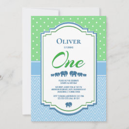 Convite Festa de 1º Aniversário Elefantes Azuis