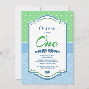 Convite Festa de 1º Aniversário Elefantes Azuis