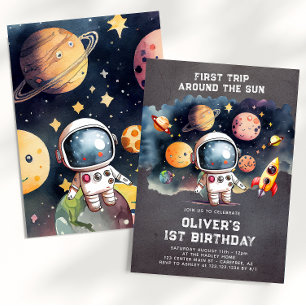 Convite Festa de 1º Aniversário Espacial Primeira Volta ao