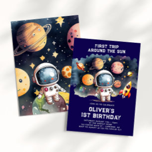Convite Festa de 1º Aniversário Espacial Primeira Volta ao
