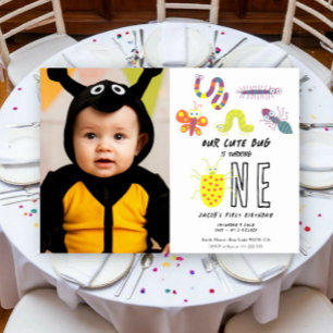 Convite Festa de 1º Aniversário Infantil Bug Minhoca Borbo