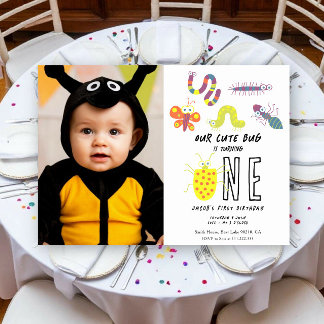 Convite Festa de 1º Aniversário Infantil Bug Minhoca Borbo