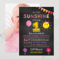 Festa de 1º Aniversário Menina Pequeno Sol Chalkbo