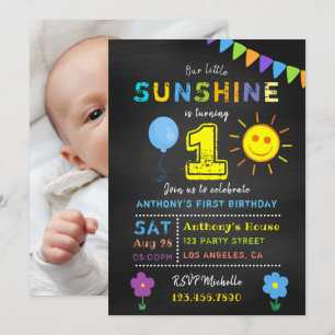 Convite Festa de 1º Aniversário Menino Little Sunshine Loj