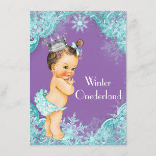 Convite Festa de 1º Aniversário Purple Teal Winter Onederl