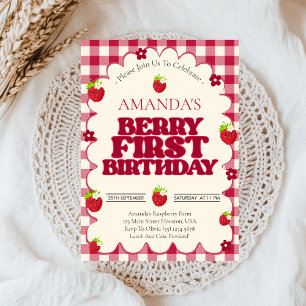 Convite Festa de 1º Aniversário Raspberry Berry First