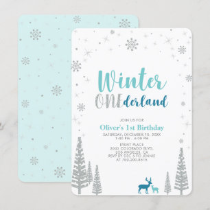 Convite Festa de 1º aniversário Silver Winter onederland b