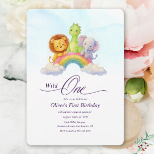 Convite Festa de 1º Aniversário Wild One Rainbow Boys