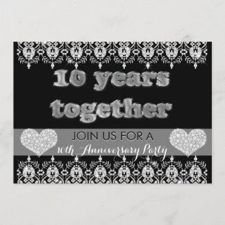 Convite Festa de 10º Aniversário 10 Anos Juntos Corações