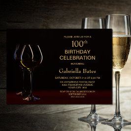 Convite Festa de 100 Anos com Vinho Champagne