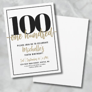 Convite Festa de 100 Anos de Caligrafia Moderna a Ouro
