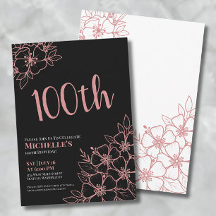 Convite Festa de 100 Anos Rose Gold