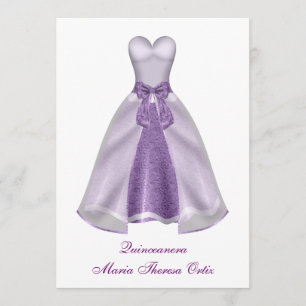 Convite Festa de 15 anos de Quinceanera de vestido roxo