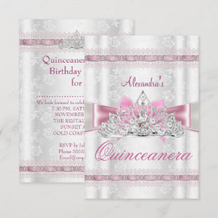 Convite Festa de 15 Anos Quinceanera Damask Vintage sml