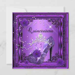 Convite Festa de 15 Anos Quinceanera Roxo Preto