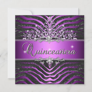 Convite Festa de 15 anos Quinceanera Zebra Roxo Rosa Preto