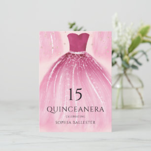 Convite Festa de 15 Quinceanera de Sereia Rosa Esmagada