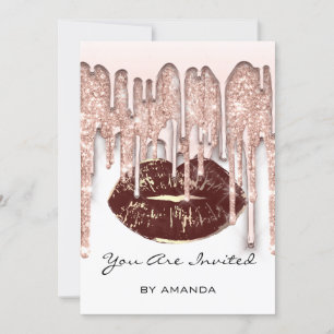 Convite Festa de 16 anos Beijo Vermelho Lábios Rosa Brilho