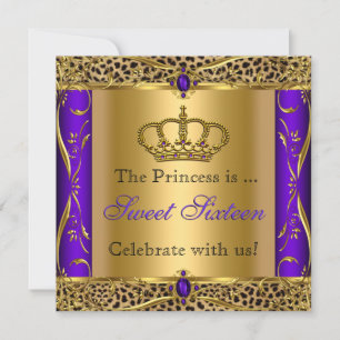 Convite Festa de 16 Anos da Princesa Regal Purple Leopard